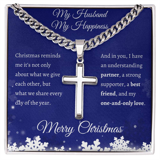 My Husband My Happiness | Cross Necklace | Merry Christmas