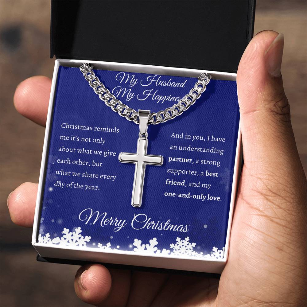 My Husband My Happiness | Cross Necklace | Merry Christmas