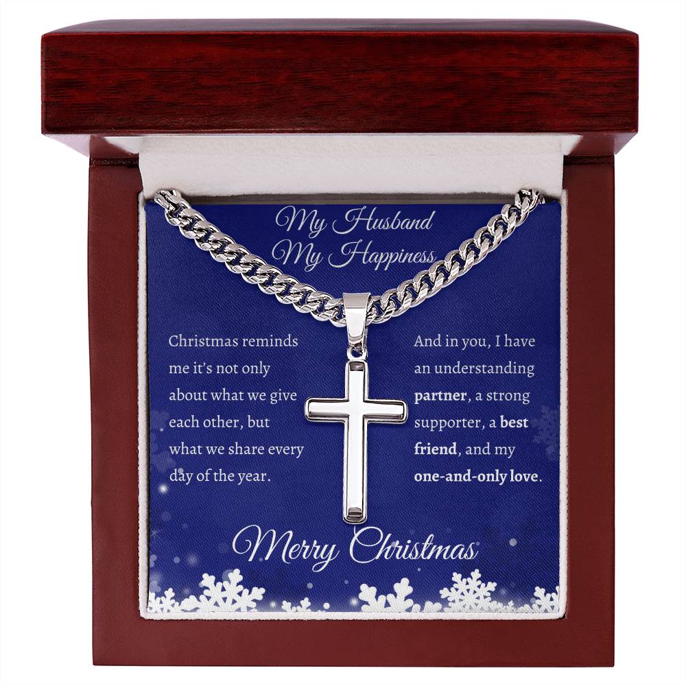 My Husband My Happiness | Cross Necklace | Merry Christmas