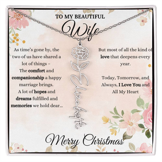 Personalized Birth Flower Necklace - Inspirational Gift for Wife