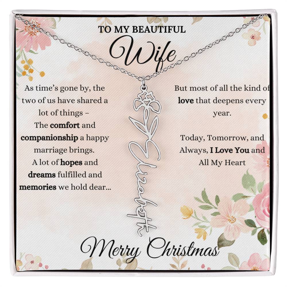 Personalized Birth Flower Necklace - Inspirational Gift for Wife