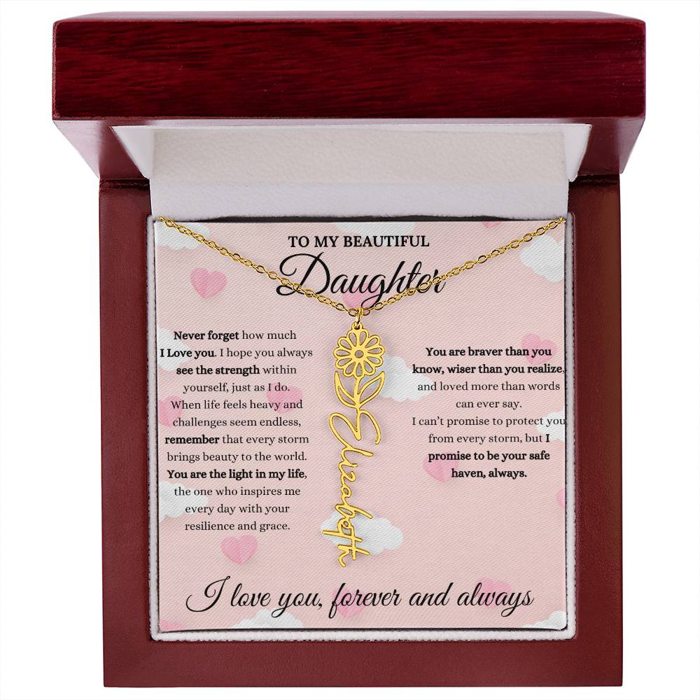 Birth Flower Name Necklace – A Unique Gift for Daughter