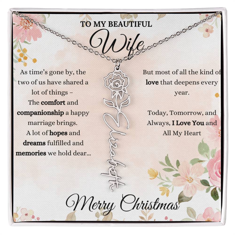 Personalized Birth Flower Necklace - Inspirational Gift for Wife