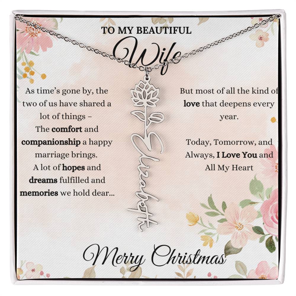 Personalized Birth Flower Necklace - Inspirational Gift for Wife