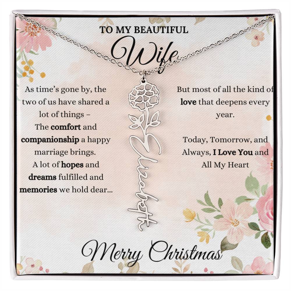 Personalized Birth Flower Necklace - Inspirational Gift for Wife