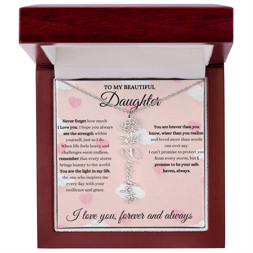 Birth Flower Name Necklace – A Unique Gift for Daughter