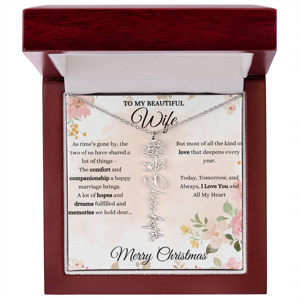 Personalized Birth Flower Necklace - Inspirational Gift for Wife