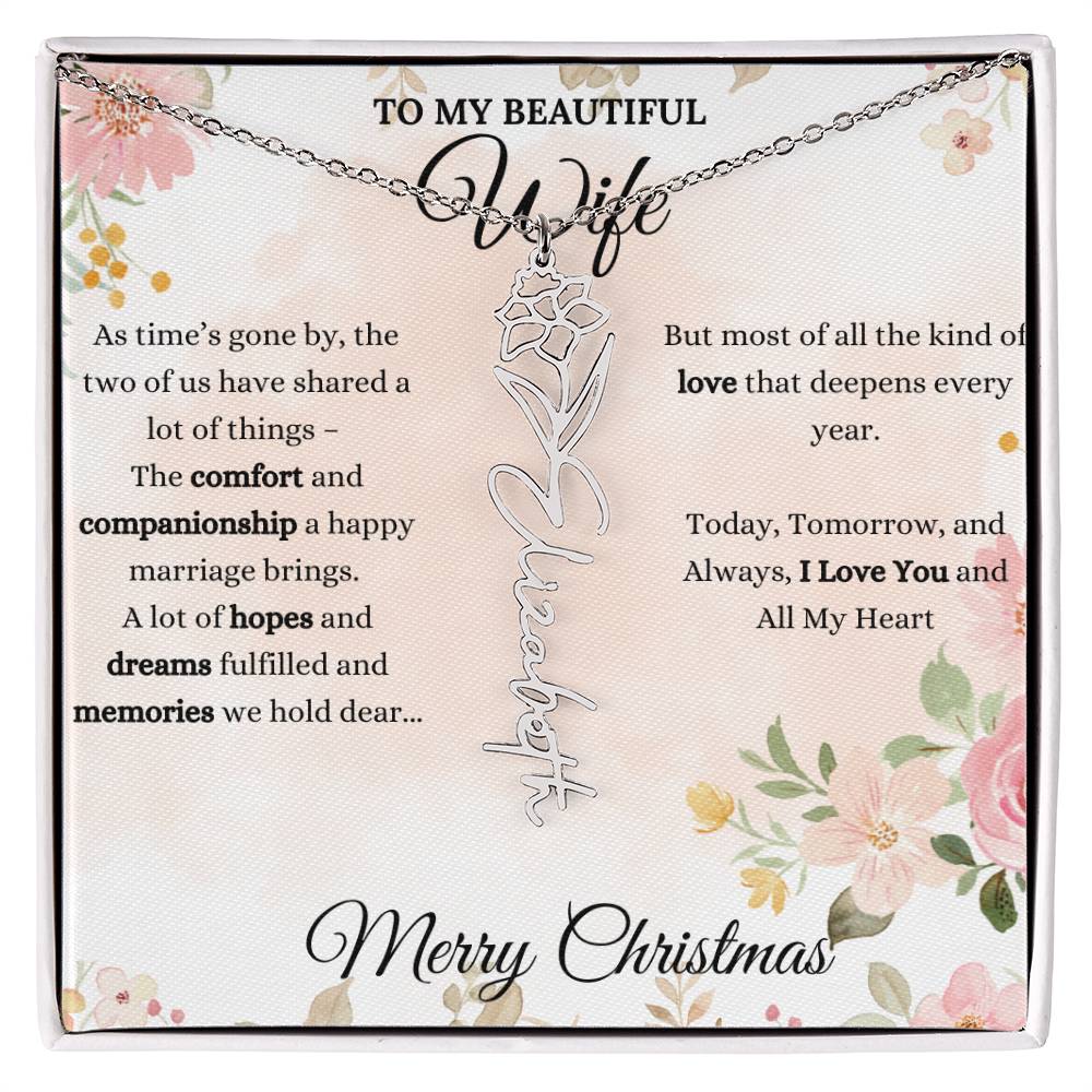 Personalized Birth Flower Necklace - Inspirational Gift for Wife